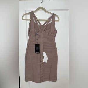 Herve Leger perfect ‘Frappe’ nude bandage dress size L